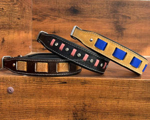 Marca OEM de fábrica, venta al por mayor, collares de perro de lujo de alta calidad, patrón de cocodrilo, remaches de cuero genuino, collares para mascotas para gatos y perros - Product Image 5