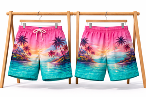 กางเกงชายหาดชายแบบแห้งเร็วสำหรับผู้ชาย – กางเกงบอร์ดสีชมพูไล่เฉดสำหรับฤดูร้อน รับผลิตแบบ OEM แบรนด์ส่วนตัว ขายส่ง - Product Image 5