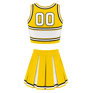 Ensemble d'uniforme de cheerleading jaune : Crop top et jupe plissée pour compétition de danse d'équipe, tenue de performance sportive - Product Image 2