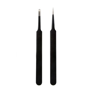 Ensemble de pinces à cils noires mates en acier inoxydable antistatique pour extensions de cils, outil professionnel de salon - Product Image 5