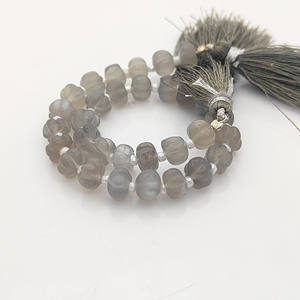 Perles en vrac de quartz naturel en forme de melon, perles de citrouille sculptées en pierre de lune grise de 5 à 7 mm pour la fabrication de bijoux, vente en gros - Product Image 1