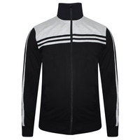 Setelan Olahraga Pria Hitam Abu-abu Resleting Penuh Kerah Tegak Bahan Polyester Bernapas Sporty Regular Fit Saku Samping Pakaian Musim Gugur