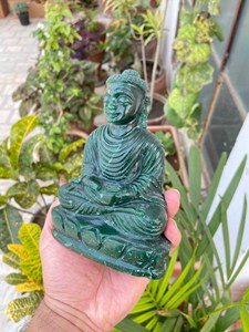 Hand Carved Fuchsite Buddha <b>Statue</b> Natural Green Gemstone Meditation Idol Spiritual Home Decor Wholesale Supplier - Product Image 3