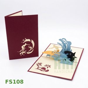 การ์ดขอบคุณแบบป๊อปอัพ 3 มิติ ลายเซิร์ฟเฟอร์ รุ่น FS108 จาก ANN HANDICRAFT ปรับแต่งได้ พิมพ์ได้ 4 สี ตัดไดคัท สำหรับเทศกาลขอบคุณพระเจ้า - Product Image 6
