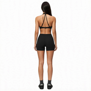 SPINE CRAFT Ensemble de yoga pour femme : Short de sport sans manches à col rond et taille haute avec effet ventre plat, et Crop top dos nu à manches longues - Product Image 5