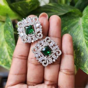 Nita Ambani Emerald Long Necklace Fine Jewelry Set - Product Image 3