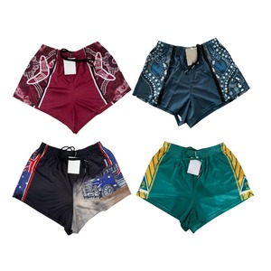 Wholesale Customized Australian Footy Shorts Pockets Zip Ladies Men Rugby Gym Beach Pool Casual 100% Polyester Anti-UV - Product Image 5