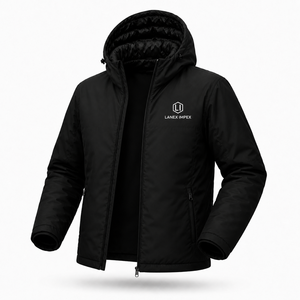 Custom Men's Solid Black Hooded Puffer <b>Jacket</b> <b>Waterproof</b> Windproof Winter Insulated Outdoor Thermal Coat Full Zip <b>Parka</b> OEM ODM - Product Image 3