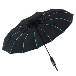 High Quality Novelty Pongee Anti Rebound Fully-Automatic Folding <b>Umbrella</b> With Transparent Handle 12 Ribs <b>Windproof</b> - Product Image 2