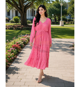 Nuevo Vestido Boho de Moda, Elegante Vestido de Playa para Mujer, Cuello en V, Estampado Informal, Maxi Bohemio - Product Image 1