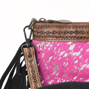 Bolso de Mano de Cuero Rosa con Diseño de Piel de Vaca, Mini Bolso Cruzado para Mujer - Product Image 5