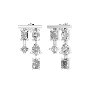 Elegant Women's 925 Sterling Silver <b>Stud</b> <b>Earrings</b> Silver Plated Trendy Minimalist Natural <b>Emerald</b> Cut Diamond 10 Stones 0.85 - Product Image 2