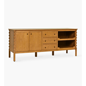 Solid Teak Wood <b>Sideboard</b> <b>Storage</b> Cabinet Modern Minimalist Buffet Cabinet Living Room Furniture with Doors and Drawers - Product Image 2