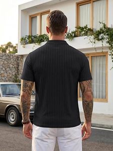 Polo texturé pour homme avec fermeture éclair, décontracté, respirant, idéal pour le golf en été - Product Image 4