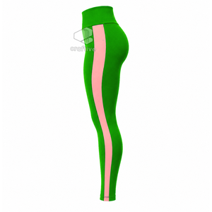 Alfa |   Kapa | Conjunto Deportivo Verde para Mujer Alpha con Paneles Laterales en Rosa, Chaqueta con Cierre Completo y Leggings de Cintura Alta - Product Image 5
