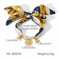 Collier pendentif en soie imprimée, style rétro chic et décontracté, multi-breloques, bijoux de mode pour femme, accessoire quotidien et de soirée