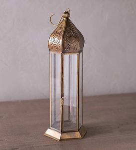 2026 Ramadan Decorations Brass Antique Metal <b>Moroccan</b> Candle Holder <b>Lanterns</b> Thin Slim Design <b>Lanterns</b> - Product Image 3