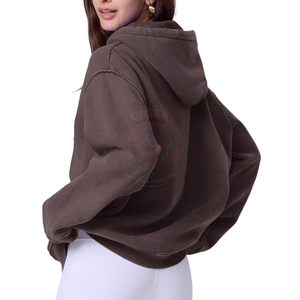 Sudadera con Capucha Vintage de Algodón Grueso para Mujer, Interior Suave Cepillado, Diseño Casual Oversize Estilo Urbano - Product Image 2