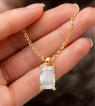 Collar de Compromiso con Colgante de Diamante Cultivado en Laboratorio, Corte Esmeralda, 0.533ct, Oro 18K, Certificado IGI, para Mujer, Gran Venta - Product Image 3