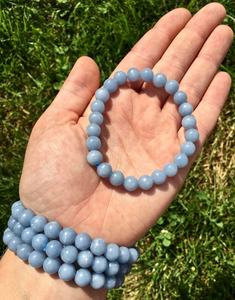 Hot Sale Premium Grade Feng Shui Angelite <b>Crystal</b> Beaded <b>Bracelet</b> Handmade Women's Men's Natural Healing Stone Elastic - Product Image 5