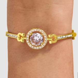 PRAO Solitaire Bangle Bracelet Anti-Tarnish <b>Crystal</b> Accessories - Product Image 1