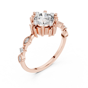 TRENDY VINTAGE 1CT LAB-GROWN CUT DIAMOND SET 18KT RHODIUM PLATED SOLID ROSE GOLD CERTIFIED WOMEN ENGAGEMENT/WEDDING/DAILY USE - Product Image 1