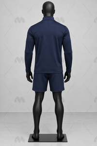 Chemise de performance à manches longues pour homme, bleu marine, demi-zip, séchage rapide, coupe régulière, motif à motifs, pour toutes les saisons - Product Image 6