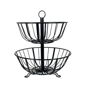 Two-Layer Wire Iron Fruit Basket Powder Coated Multi-Purpose Luxury Eco-Friendly Fashionable <b>Storage</b> <b>Rack</b> for Fruit <b>Vegetable</b> - Product Image 2