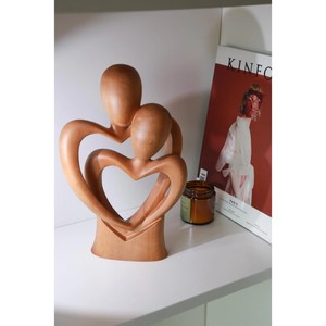 Sculpture en bois en forme de cœur, faite à la main, décoration moderne pour table, salon, ornement pour la Saint-Valentin - Product Image 6