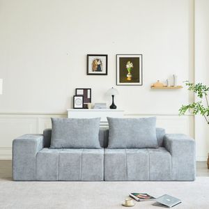 Modern Minimalist Style Imitation Schneier Grey <b>Sofa</b> with 2 <b>Pillows</b> for Living Room Apartment or Office - Product Image 5