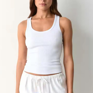 Camiseta sin mangas de verano para mujer, ligera, informal, transpirable, 100% algodón, tela teñida reactiva, entrega rápida, venta al por mayor - Product Image 1