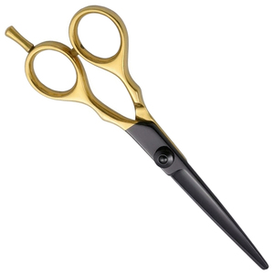 Ciseaux de coiffure professionnels 5 pouces noirs et dorés en acier inoxydable durable et légers, très demandés, pour la coiffure de la barbe, OEM - Product Image 5