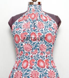Beautiful Digital Printed Maxi Cotton Floral Plus-size Women Halter neckline Loose Fit Sleeveless Party <b>Dress</b> - Product Image 3