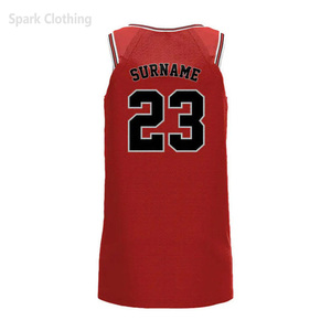 Wholesale Custom Basketball Jersey Men's Sleeveless Red Black Custom Number Sublimated Print Breathable Polyester Tank <b>Top</b> - Product Image 2