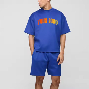 ชุดเสื้อยืดแขนสั้นและกางเกงขาสั้นลำลองสำหรับผู้ชาย พิมพ์ลายคุณภาพสูง ผ้าฝ้าย 100% น้ำหนักเบา เหมาะสำหรับฤดูร้อน ออกกำลังกาย วิ่ง พร้อมโลโก้ - Product Image 1