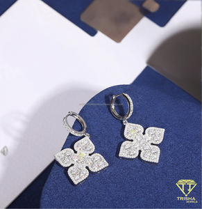 Stunning Lab Grown Diamond Earrings in 925 Sterling Silver Elegant Sparkling Jewelry for Women and <b>Brides</b> - Product Image 3