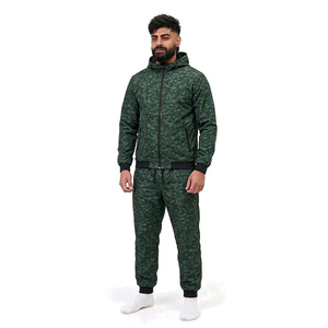 Men's <b>Camouflage</b> Hooded <b>Tracksuit</b> Set Full Zipper Jacket and Jogger Pants Breathable Polyester Casual Winter Wear - Product Image 3