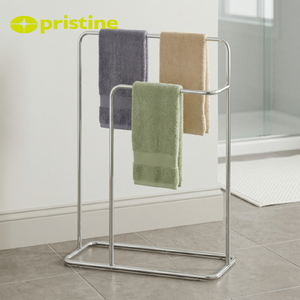 Freestanding Chrome Towel Rack 3 Bars Steel Minimalist Design Bathroom Movable <b>Bath</b> Towel Holder - Product Image 4