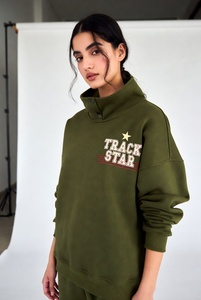 Sudadera de cuello redondo gris oscuro Heather con estampado gráfico de estrella TRACKSTAR, unisex, de forro polar, estilo urbano, al por mayor - Product Image 5