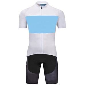 Maillot de cyclisme blanc et bleu clair avec ensemble de shorts noirs pour les cyclistes de route et de VTT - Product Image 2