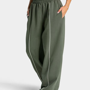 <b>Women</b>’s Contrast Piping Track Pants Loose Fit Casual <b>Jogger</b> Trousers Elastic Drawstring Waist Side Pocket Fashion Sportswear - Product Image 3
