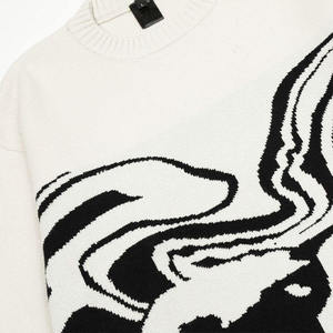 Pull tricoté rétro pour homme avec logo personnalisé OEM, style streetwear hip-hop, en laine acrylique noire avec motif tête de mort blanche pour l'automne - Product Image 4