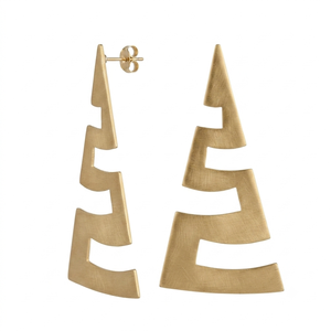 Pendientes Largos de Latón con Acabado Mate Elegante, Estilo Bohemio Geométrico Premium para Mujer, Joyería de Moda para Fiestas - Product Image 1