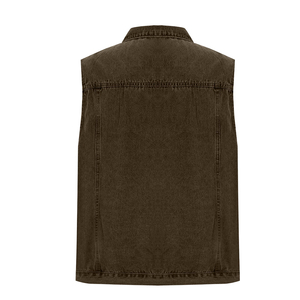 Breathable Winter Casual <b>Denim</b> Vest Men's <b>Sleeveless</b> <b>Jacket</b> Outerwear Fashion Ripped Cotton Jean Vests Oem Customizable V-neck - Product Image 2