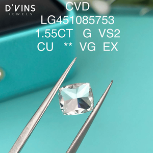 เพชร D'VINS JEWELS 1.55 กะรัต ทรงคุชชั่น เพชรเลี้ยงในห้องปฏิบัติการ สี G ความสะอาดระดับ VS2 รับรองโดย IGI เพชรเม็ดเดี่ยวสำหรับทำเครื่องประดับ - Product Image 4