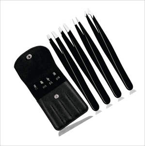 Ensemble de pinces à sourcils et cils en acier inoxydable multicolores de haute qualité CHC, durables, avec pointe arrondie, 4 pièces - Product Image 2