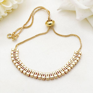 Pulsera de tenis de plata de ley 925 chapada en oro con circonitas rojas y blancas para mujer, cadena ajustable con cristales baguette - Product Image 4