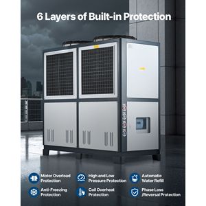 Refrigeratore d'Acqua Industriale Raffreddato ad Aria da 25 HP, Capacità di Raffreddamento 60.480 Kcal/h, Doppio Compressore, Serbatoio Grande da 53 Galloni, Nuovi Componenti della Pompa - Product Image 3