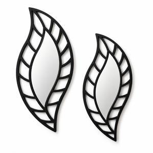 Black Botanical Leaf Wall <b>Mirror</b> Set Modern Metal Decorative <b>Mirrors</b> for Living Room Bedroom Entryway Contemporary Home Decor <b>XL</b> - Product Image 1
