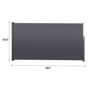 Auvent latéral rétractable résistant aux UV et imperméable pour la terrasse, la cour, le balcon, en gris foncé, 118,1 pouces de large - Product Image 3
